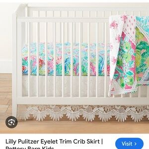 Colorful Crib Skirt with Eyelet Trim